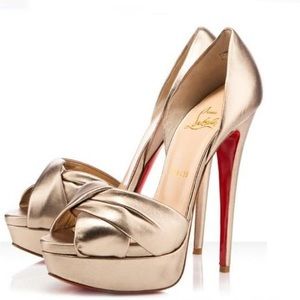 Christian Louboutin Metallic Peep Toe Pewter